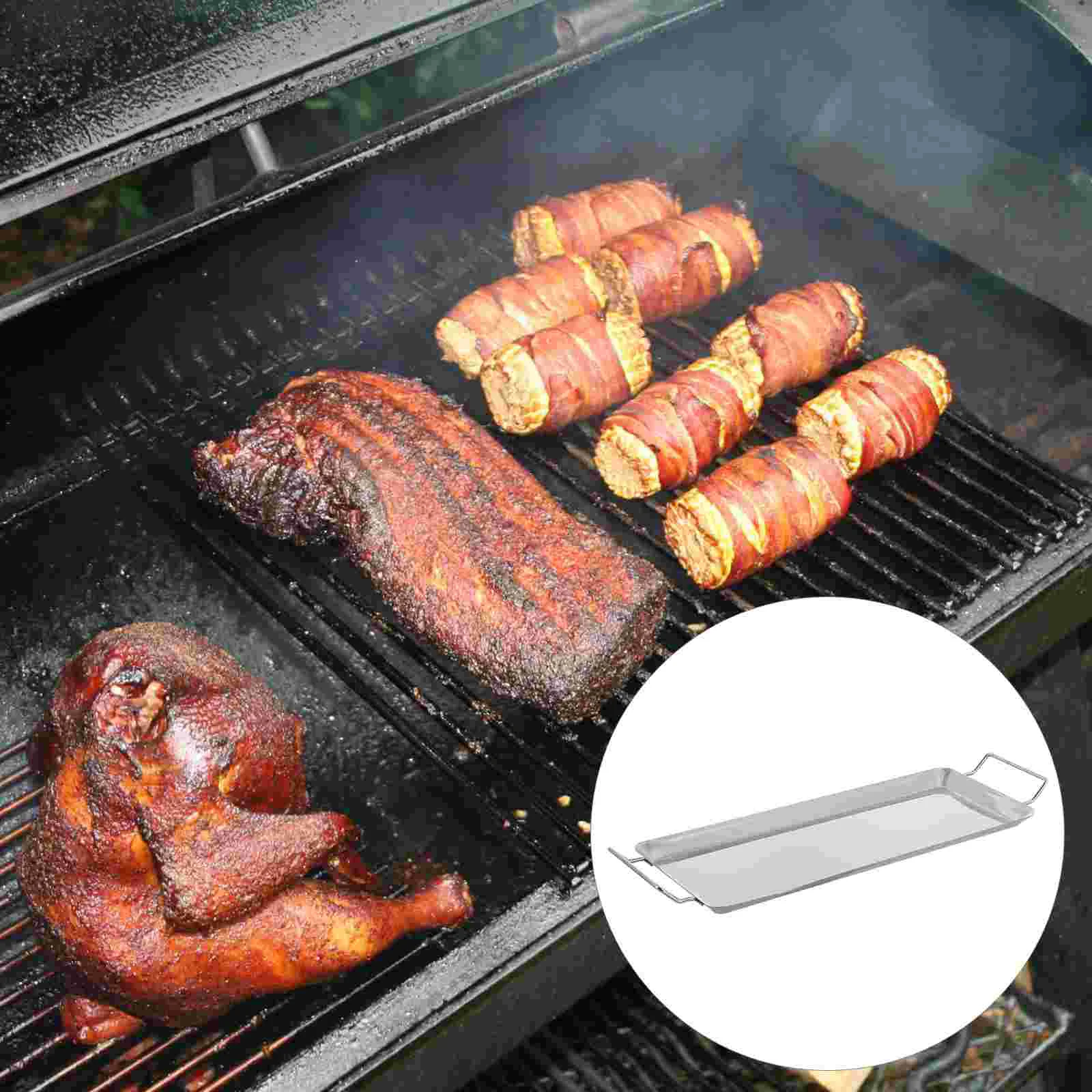 Stainless Steel Grill Plate Tray Universal Griddle Flat Top Plate Grill Bowl Accessories Bbq Charcoal Gas Grills Camping