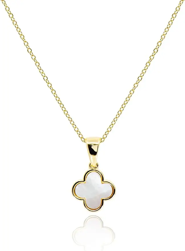 

Four Leaf Clover Necklace for Women Dainty Mother of Pearl White Black Pink Blue Mint Green Lucky Clover Pendant Jewelry Gifts