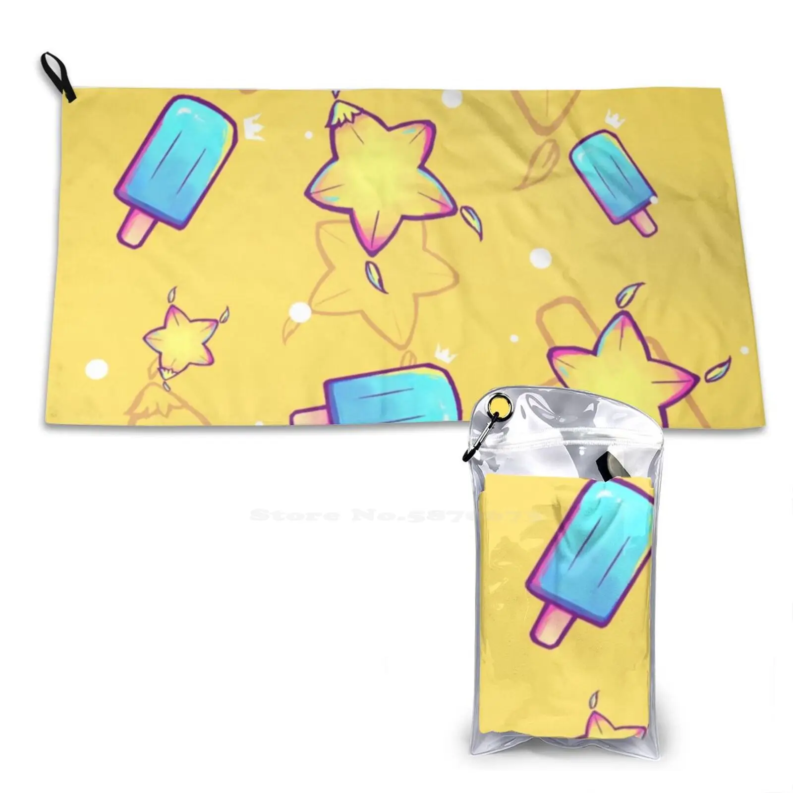 Kingdom Hearts Seasalt E Paopu Pattern 3D Print Asciugamano Sport Soft Asciugamano Kingdom Hearts Pattern Kh Sea Salt Ice Seasalt