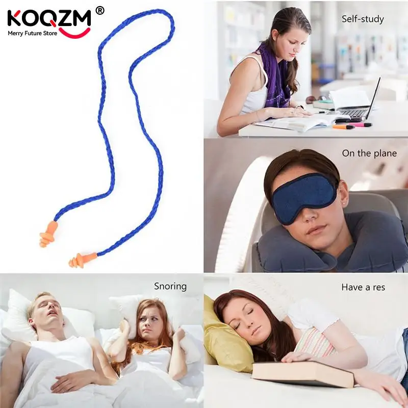 Lot de 10 bouchons d'oreille en silicone avec cordon, réutilisables pour une protection auditive durable.