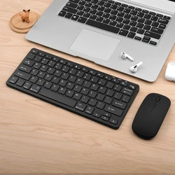Wireless Mini Keyboard and Mouse Set - 2.4G & Bluetooth Connectivity (Black Set)
