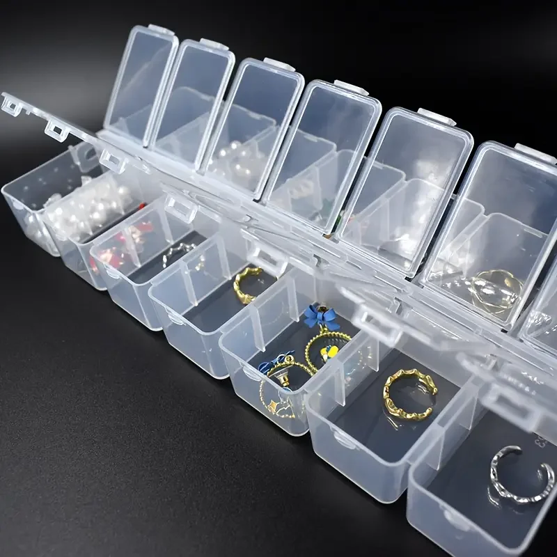 1pc 14 Grids Rectangle Plastic Jewelry Box Compartment Storage Box Case Jewelry Earring Bead Craft Display Container Organizer,