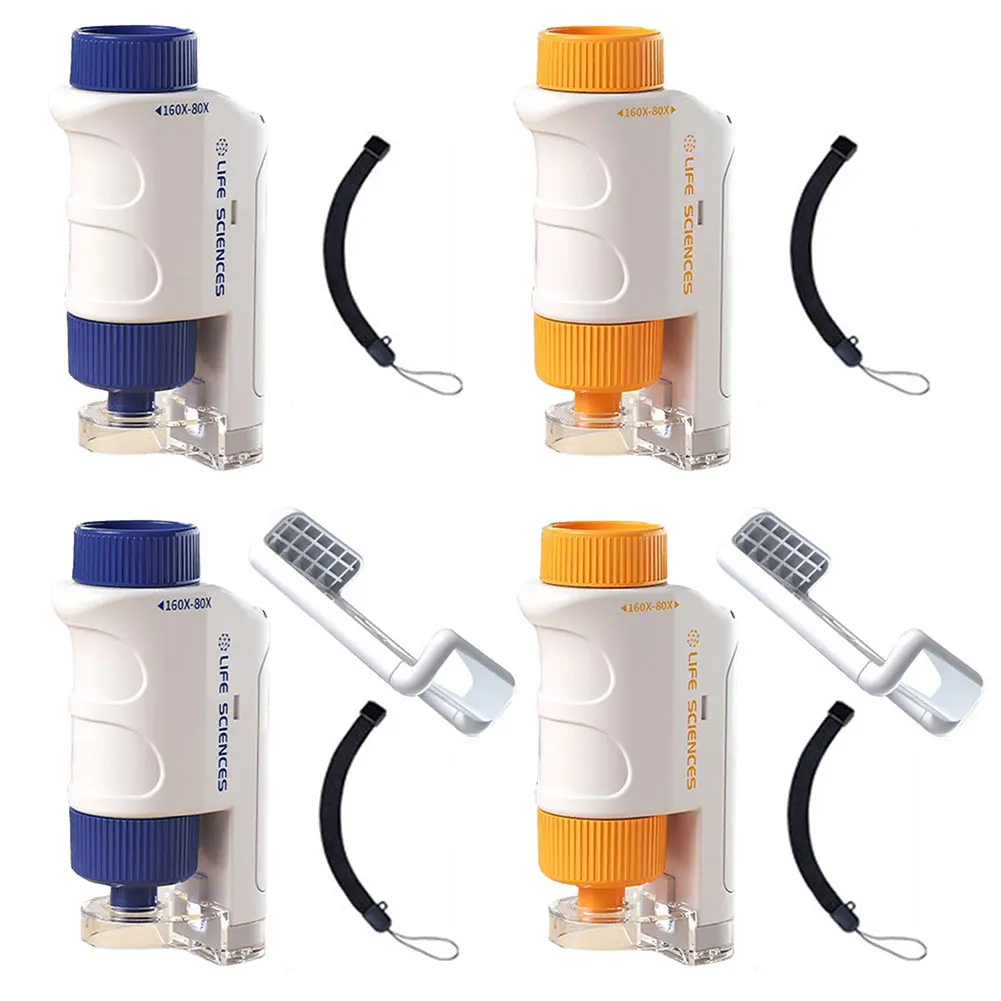60-120X Mini Pocket Microscope Kit Boy Girl Exploring Gift Pocket Microscope Mini Handheld Microscope for Scientific Experiment