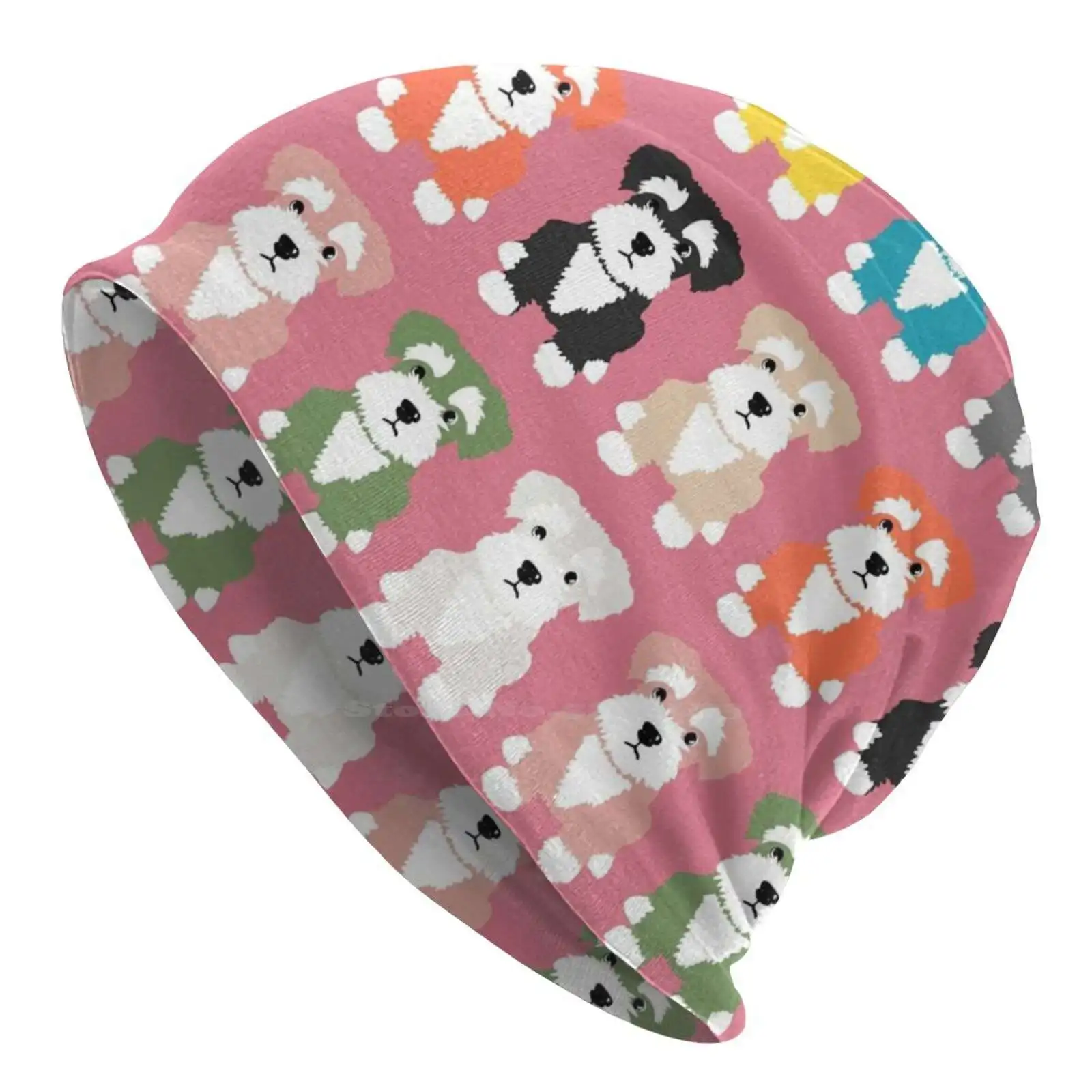 

Радуга миниатюрного шнауцера собаки на розовом фоне вязаная шапка теплая шапочка уличные кепки милые собаки чехлы для телефонов собака