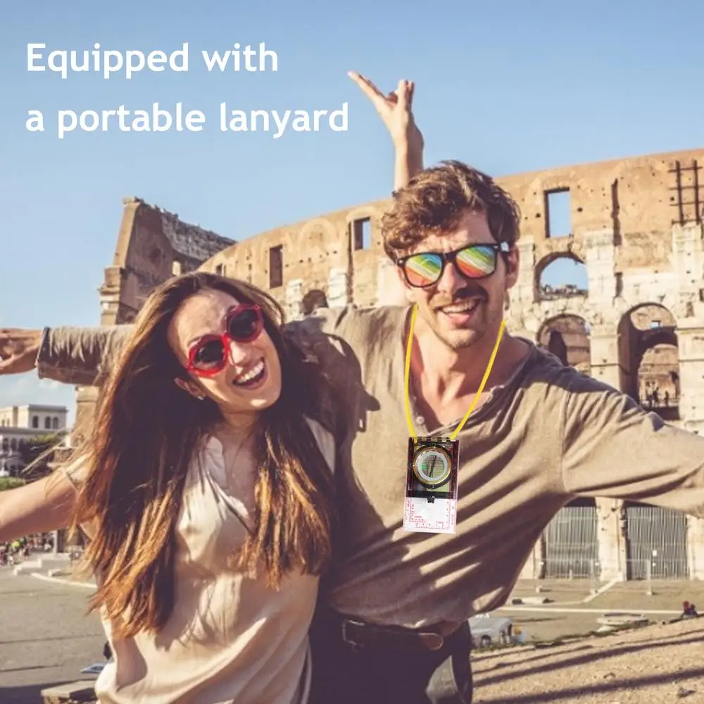 Description Picture 2 of itemPortable Magnifying Compass Navigation Map Reading Compass with lanyard mirror and ruler for Camping Hiking and Traveling