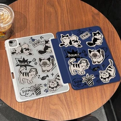 Elegant Blue Smart Stand Case Cover with Kitten Design - IPad10.2 7th 8th 9th (White Kitten)