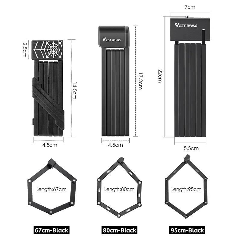 Foldable Bike Lock 3 Key Strong Security Anti-theft Bicycle Lock Heavy Duty Chain Cable Padlock Motorcycle bicycle lock