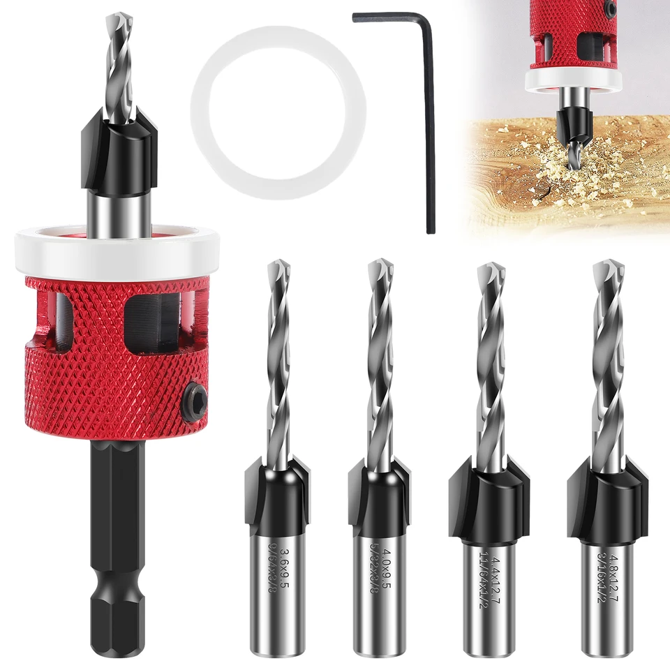 MLCS Tapered Countersink Drill Bits With Stop Collars - 7 Pc Set - View #10