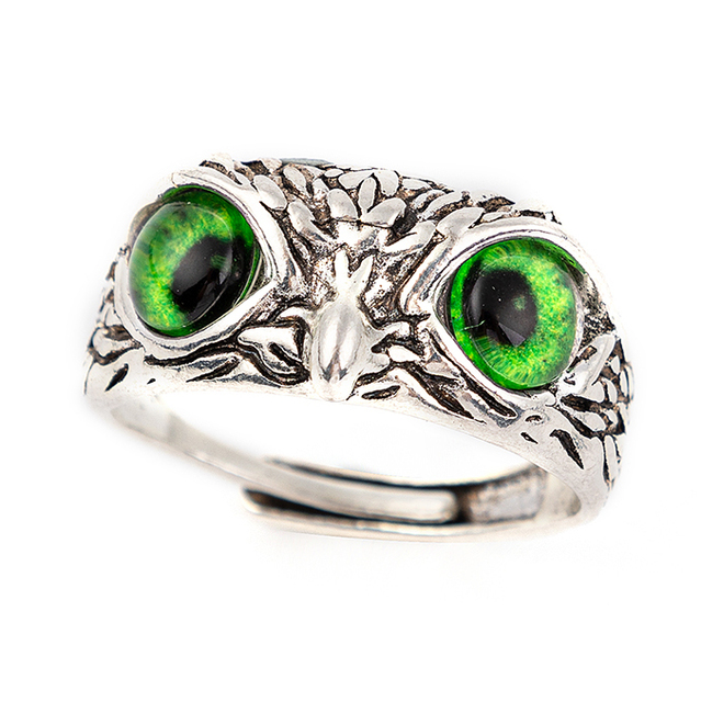 Owl Ring Cat Eyes Animal Charm Tibetan silver Rings for Men Women Ring Adjustable Opening Rings Jewelry Gifts