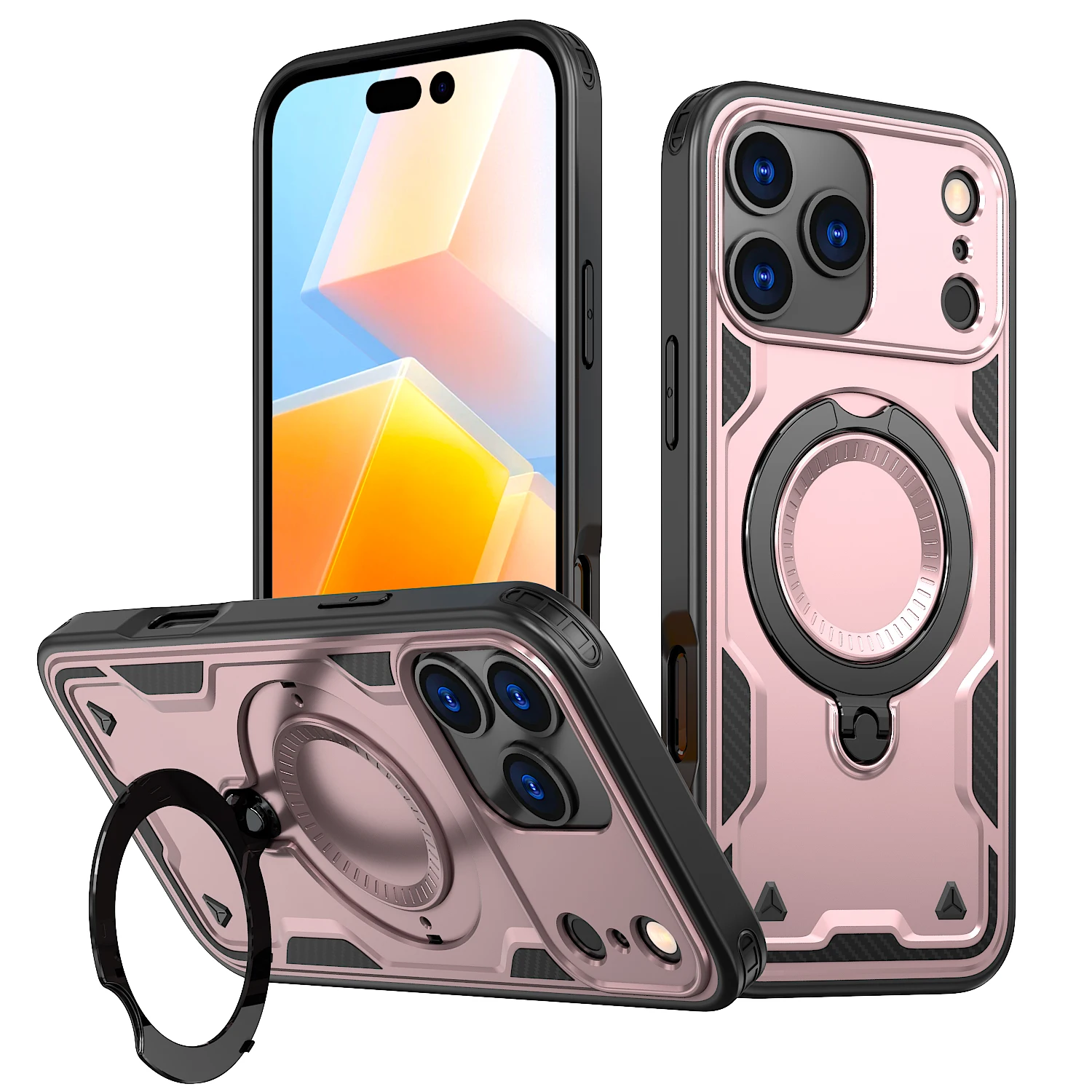 Rotating Ring Holder Magnetic Charging Phone Case with Durable Plastic Hard Shell
