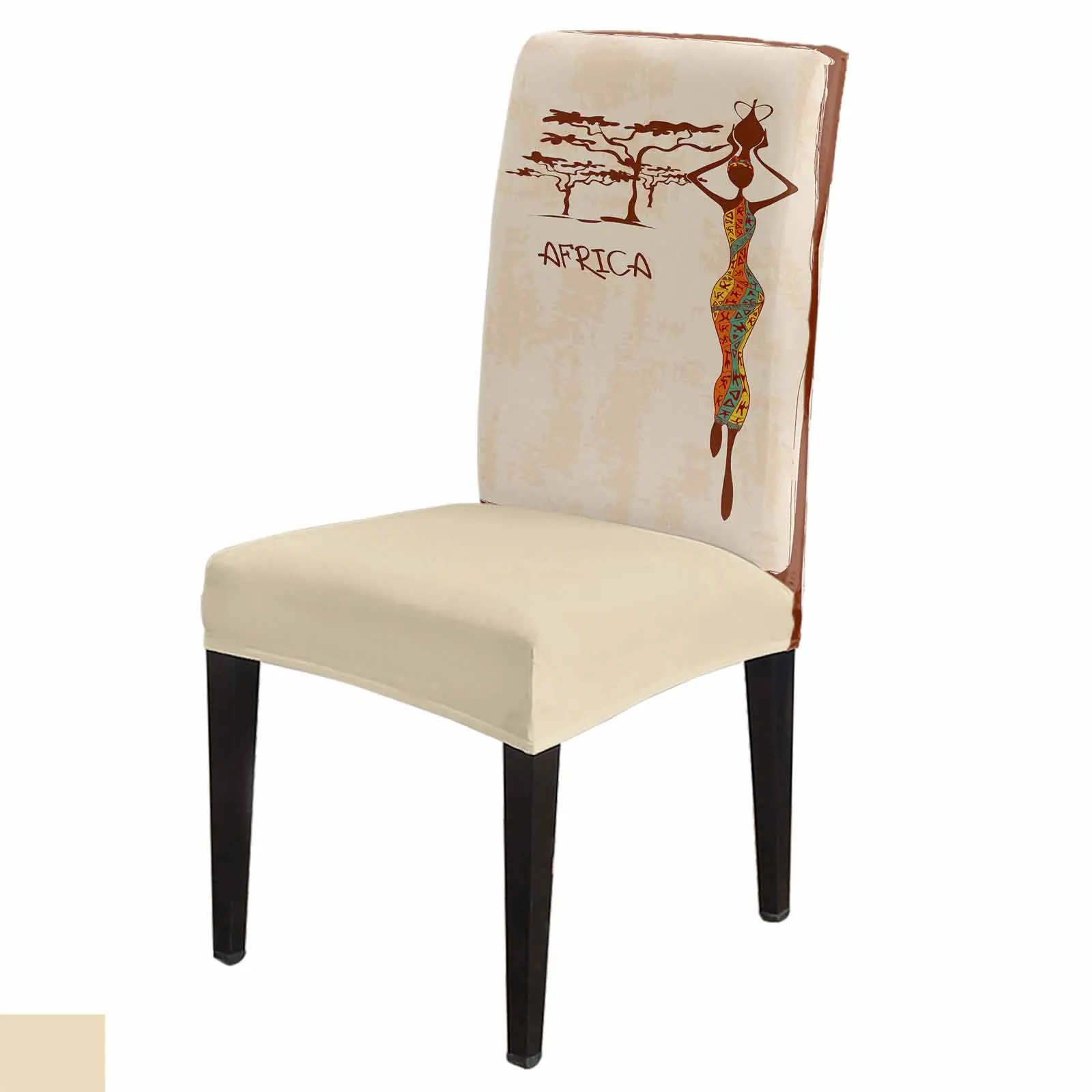 

African Woman Tree Chair Cover Stretch Elastic Dining Room Chair Slipcover Spandex Case for Office Chair