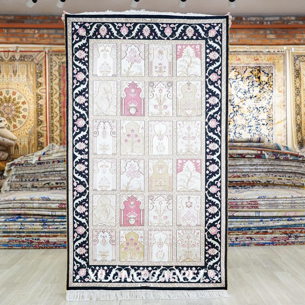 

91x152cm Four Seasons Handmade Persian Rugs Turkish Antique Silk Carpet (HF246B)