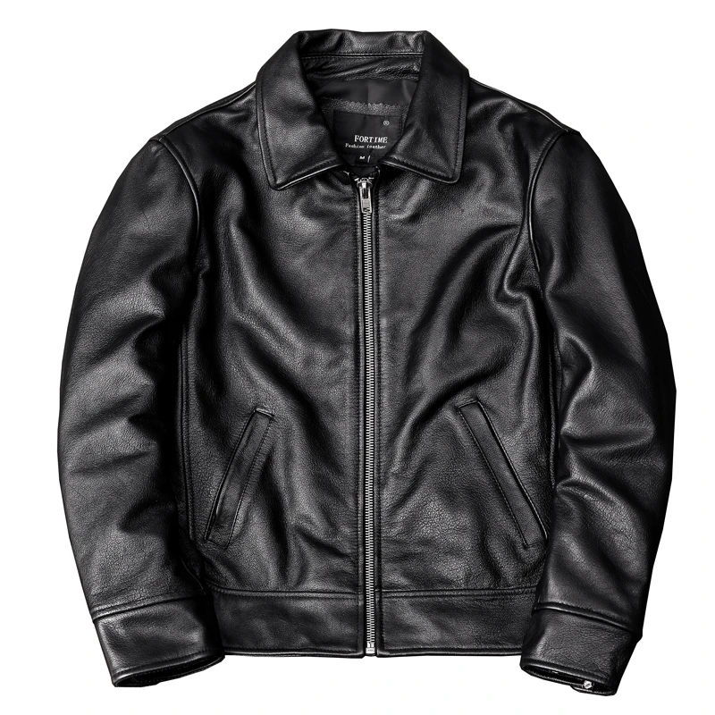 Free Shipping New Black Cowhide Jacket Men Genuine Leather Coat Dad's Leather Jacket Spring and Autumn Clothes Size S-5XL cowhide print jacket