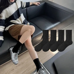 Fashionable Classic Unisex Mid - Calf Socks - Black & White, Soft & Breathable, Versatile for Daily Wear and Fitness (4 Pairs Black)