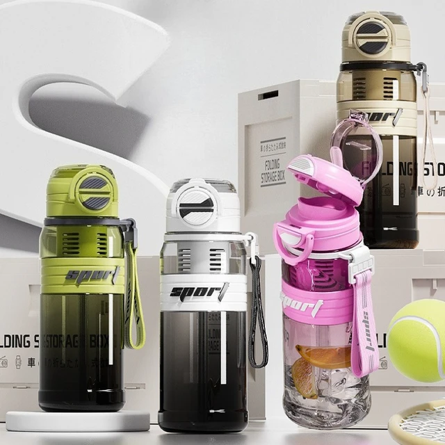 800ml Leakproof Tritan Dual-Mouth Bottle BPA-Free Sports Water Cup with Straw Tea Strainer & Carry Strap-Gym Hiking Essentials 6