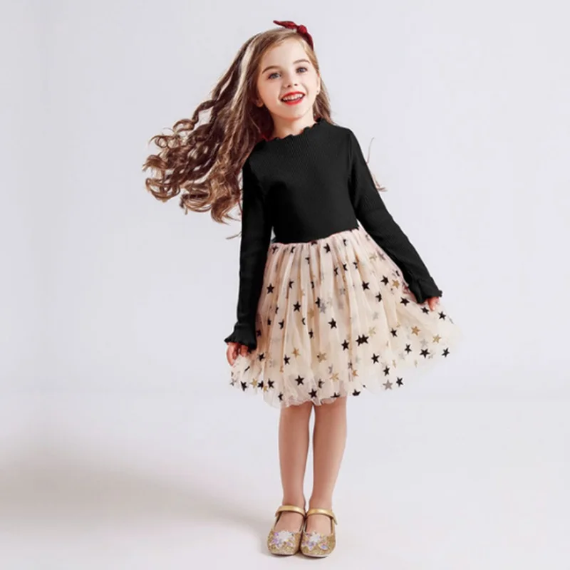 Girls Dress Autumn Winter Long Sleeve Wedding Birthday Party Tutu Princess