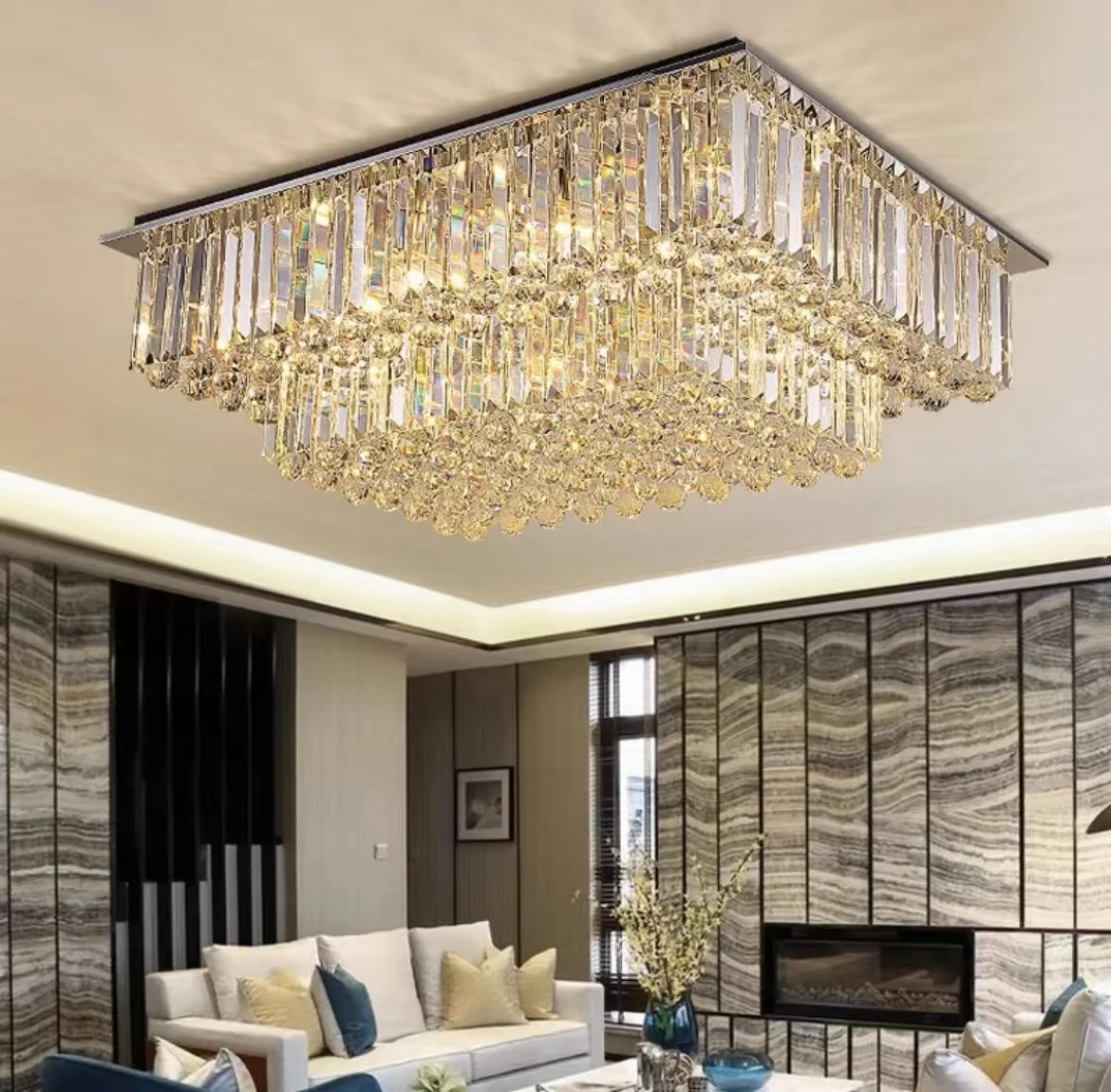 LED 크리스탈 스테인레스 스틸 직사각형 LED 램프, LED 조명, 천장 조명, LED 천장 조명, 로비 침실 홀 천장 램프 ...