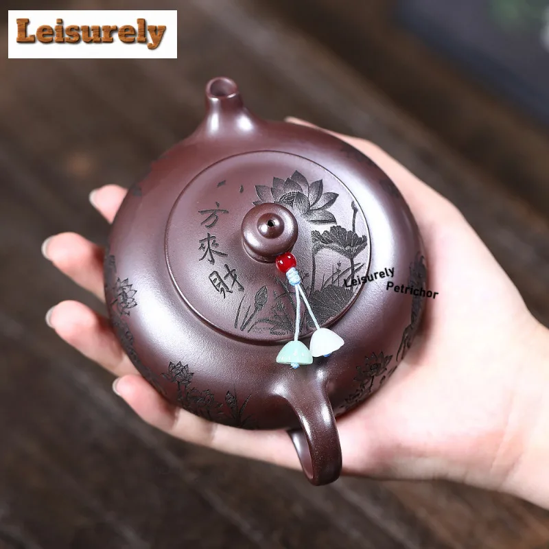 150ml Yixing Purple Clay Teapots Handmade Han jiang Pot Raw Ore Stone red Mud Tea Brewing Kettle with Strainer Zisha Tea Set