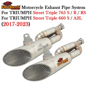 Slip On Motorcycle Exhausr Muffler Escape Moto Catalyst Mid Link Pipe For TRIUMPH Street Triple 765 660 S R RS A2L 2017 - 2023