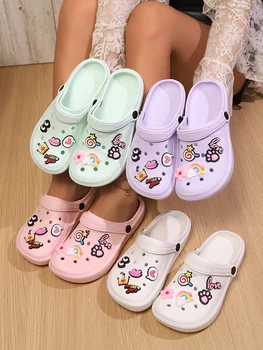 Cute Handmade DIY Ladies' Slippers Anti-Slip Indoor Outdoor Home Sandals with Holes for Comfortable Walking 1