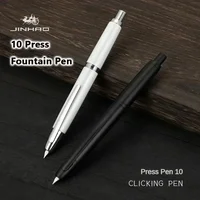 JINHAO 10 Press Fountain Pen Retractable EF/F 0.38 0.5MM Nib Metal Rod Black Writing Ink Pens School Office Supplies Stationery 1