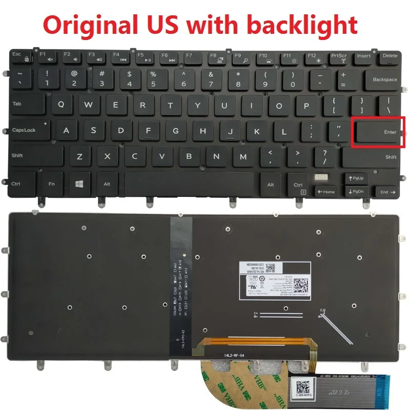 Russo Eua Espanhol Teclado do Portátil para Dell Xps 15 9550 9560 9570 P56f Precisão 5510 M5510 M5520 M5530 com Luz de Fundo Novo - Imagem 4