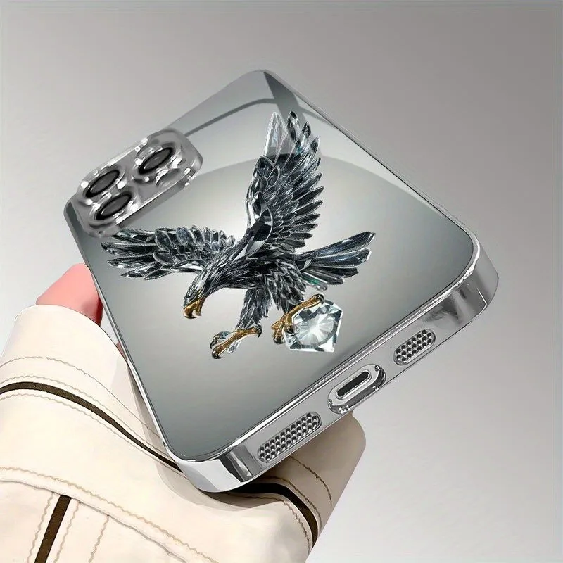 Luxury Crystal Eagle Pattern Tempered Glass Phone Case