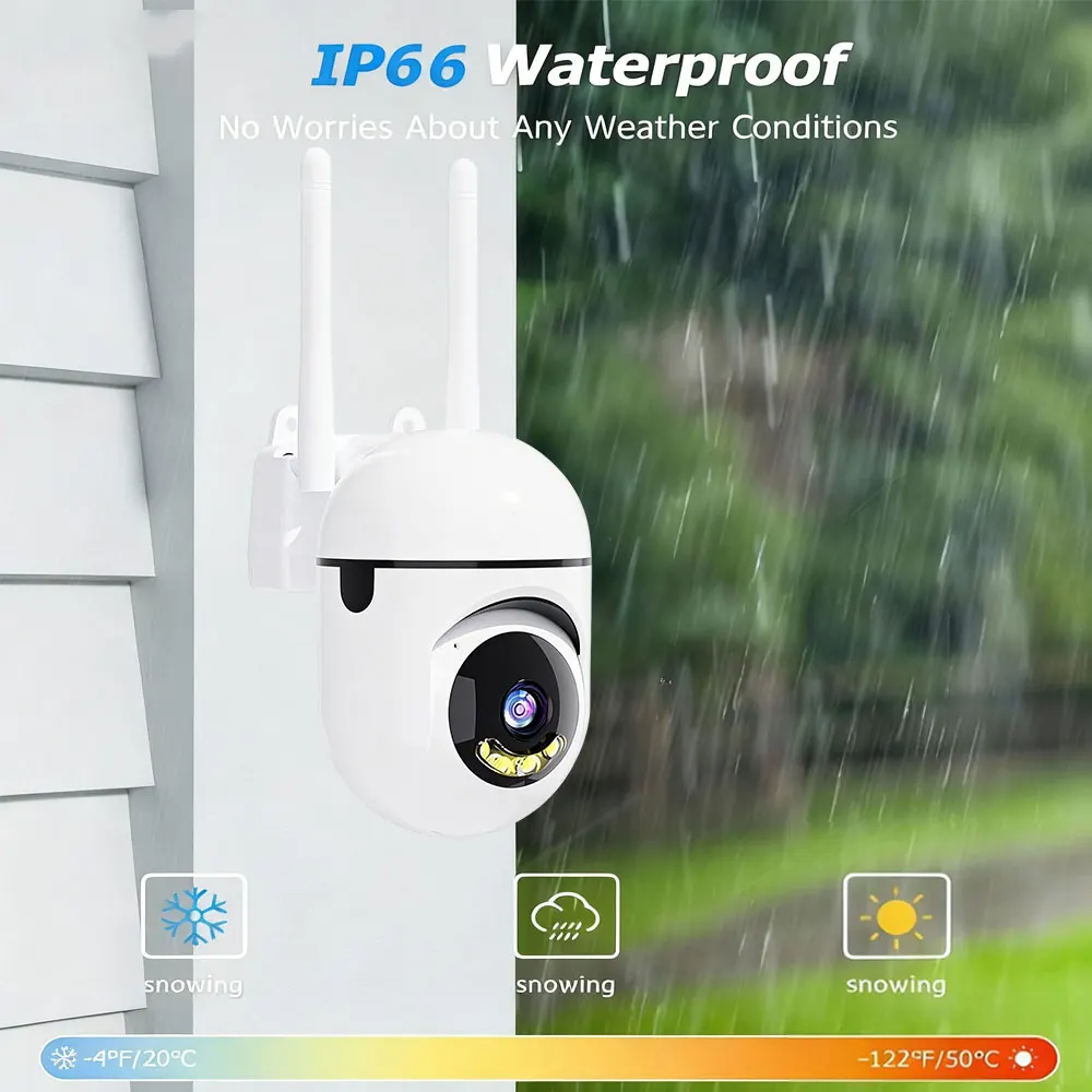 Telecamera HD Carecam Pro da 5 MP 355 ° Telecamera di sorveglianza Visione notturna Rilevazione movimento Sirena WiFi Remoto Audio bidirezionale Impermeabile - immagine 4