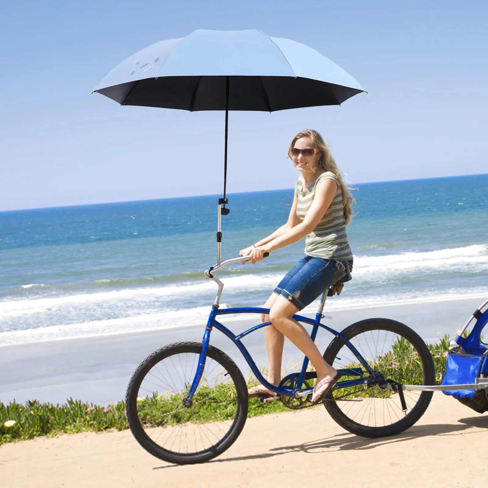 Stainless Steel Umbrella Stands Any Angle Swivel Wheelchair Bicycle Umbrella Connector Stroller Holder Rain Gear Tool