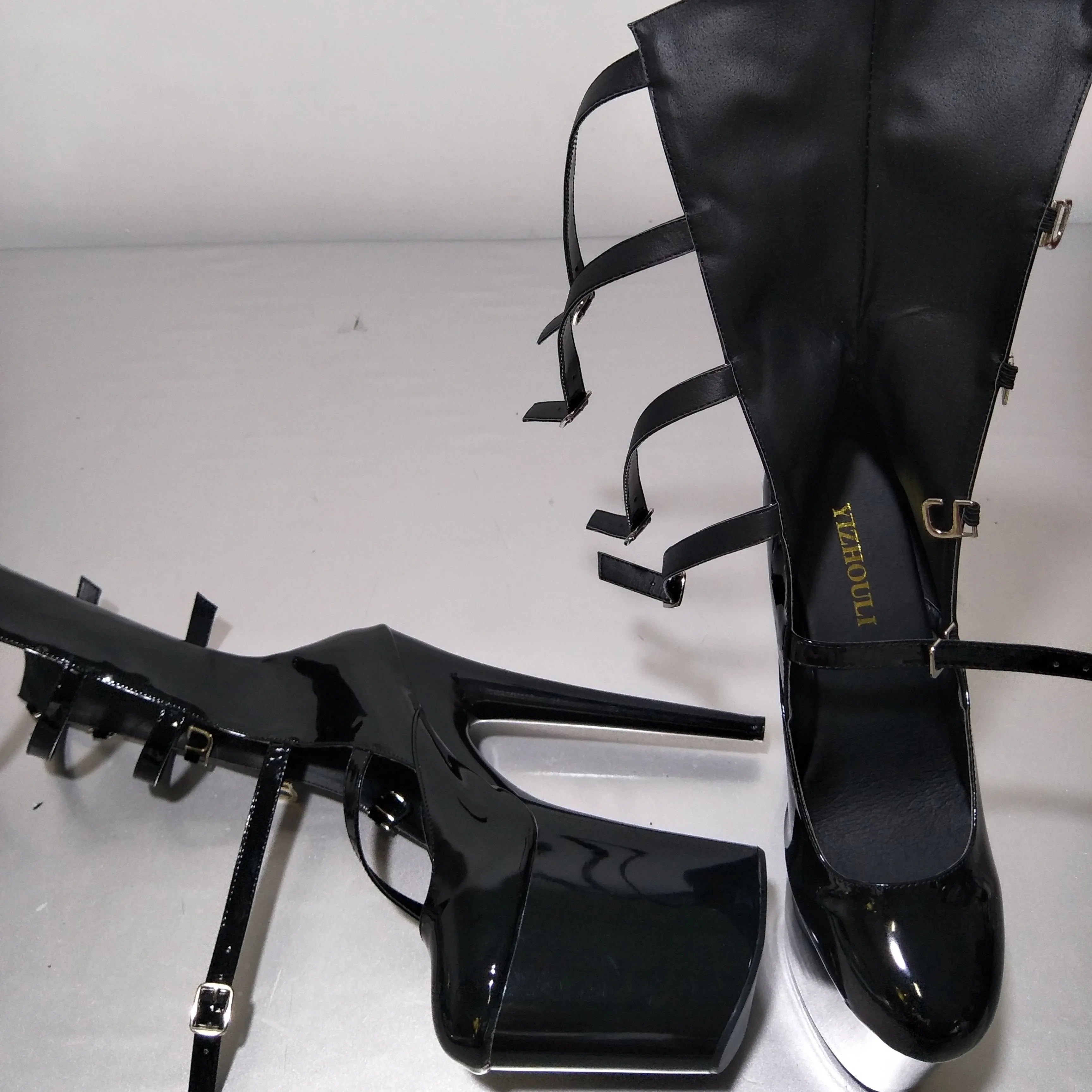 the latest round head package with 20 cm knights of super high heels boots nightclub personality low high-heeled dance shoes