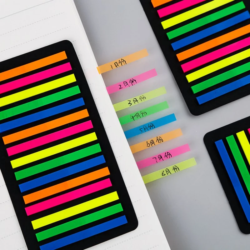 160/300Pcs Color Stickers Transparent Fluorescent Index Tabs Flags Sticky Note Stationery Children Gifts School Office Supplies