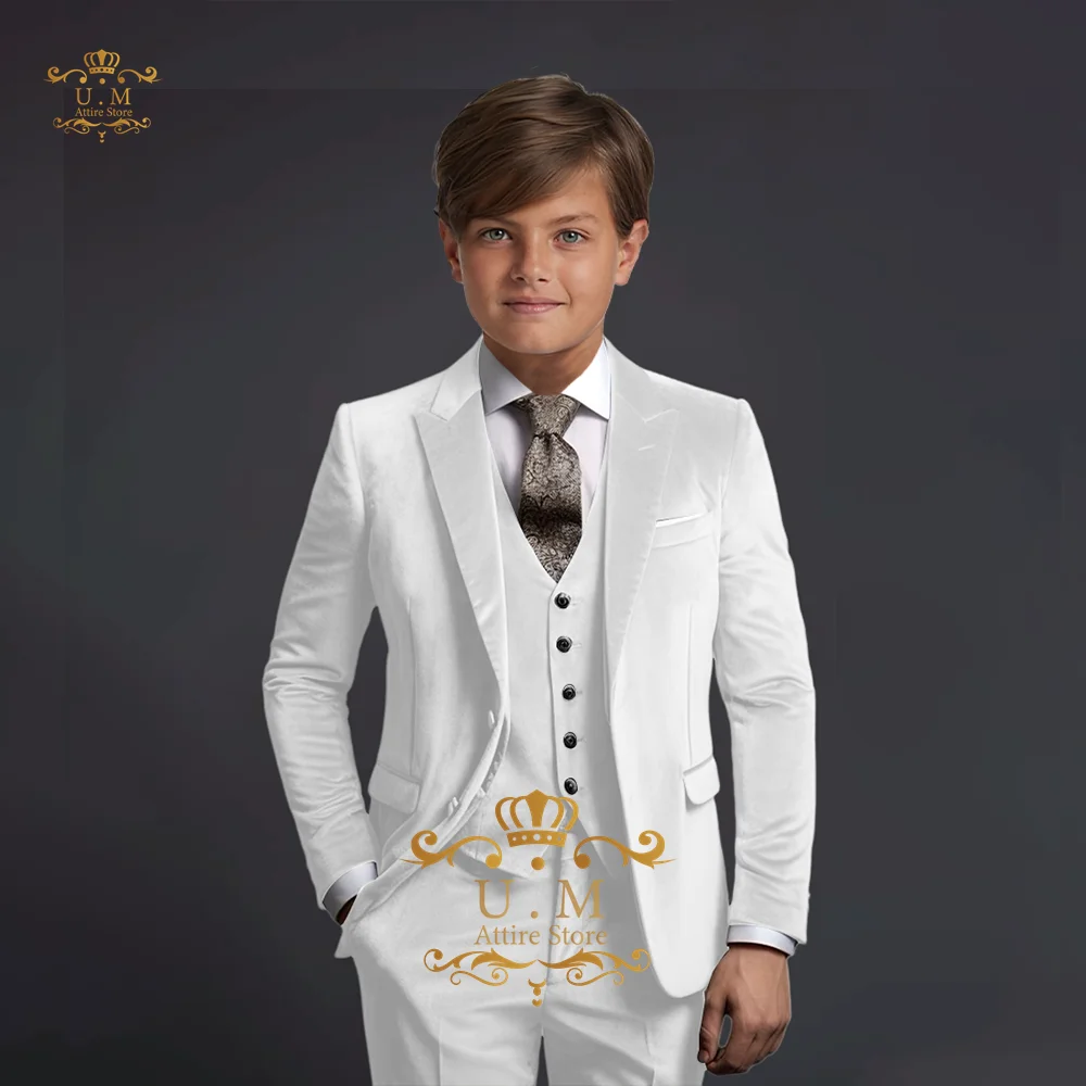Boys Suit Jacket Vest Pants 3 Pieces Elegant Velvel Set Slim Fit Age 2-16 Clothes for Child Tuxedo Wedding Party boys formal suit set