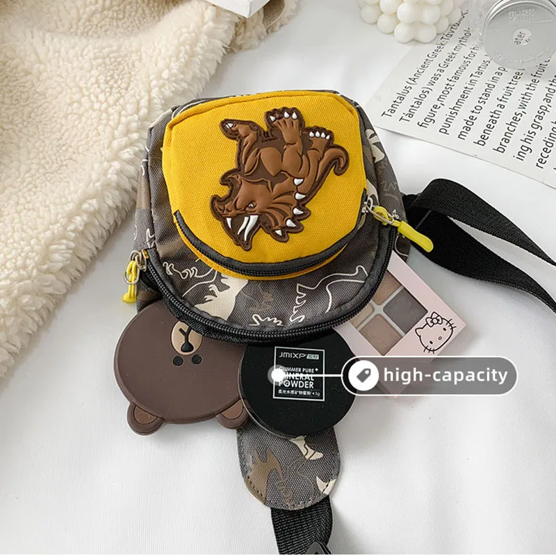 Kids Waist Bags Cartoon Dinosaur Print Outdoor Travel High Capacity Crossbody Zipper Bag Girl Boy Gift Children Chest Pouch Pack