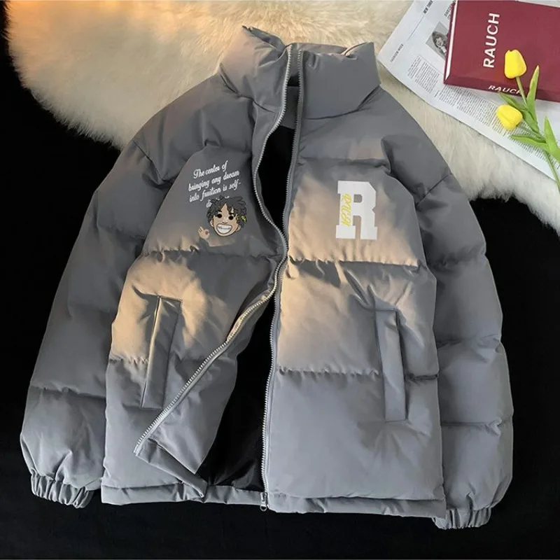 Cotton-Padded Coat Men Autumn and Winter 2023 New Loose Cotton Coat Warm Students Cotton-Padded Jacket