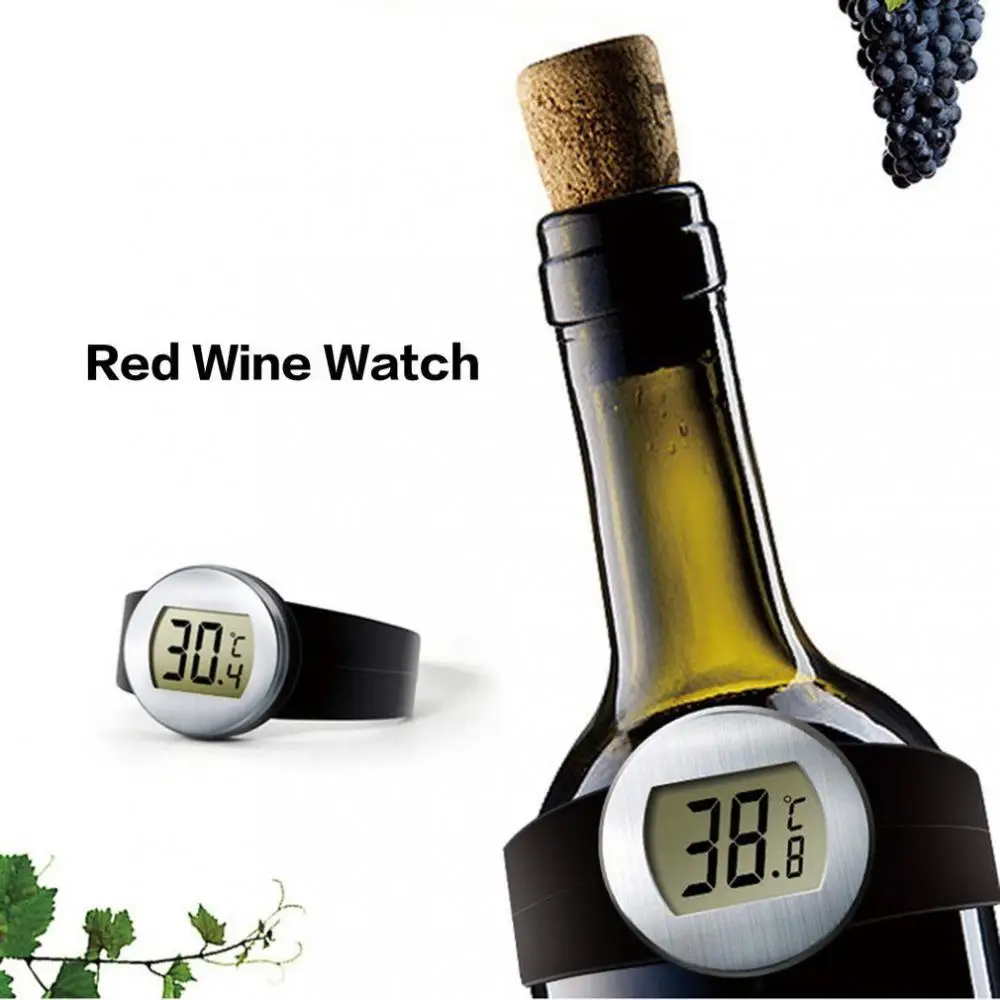 Digtal Bottle Red Wine Thermometer Bar Beverage Temperature Meter Watch LCD Champagne Checker Bracelet Thermometer Kitchen Tools 3