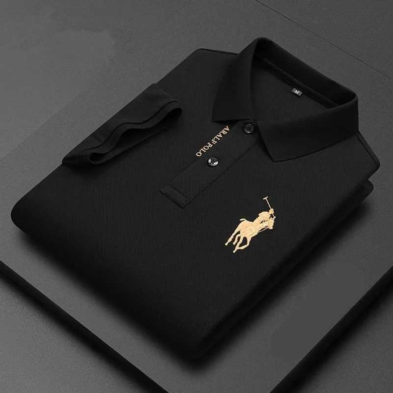 Polo Shirt Embroidered Men's Pure Cotton Short Sleeved Summer Business Casual Breathable 4xl