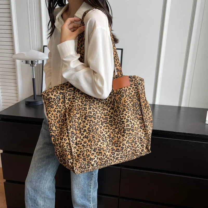 Leopard Design 2026 Korean Fashion Shopper Big Shopping Bags for Women Handbag Lady Shoulder Bag Large Capacity Bag Girl Handbag