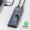 AIXXCO USB 3.0 Hub Splitter Socket with Multi USB PD charging Port Slot Plug On-Off Key Switch Dock Power Adapter for PC Lapto 1