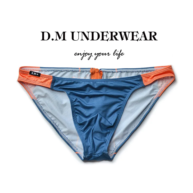 Men's Fashion Underwear D. M men's Briefs low waist sexy printed letters Hip Zipper polyester Milk silk elastic men's underwear