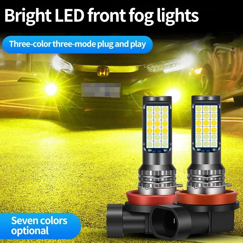 White Yellow LED Car Fog Light Bulbs H11 H8 6000K 3000K