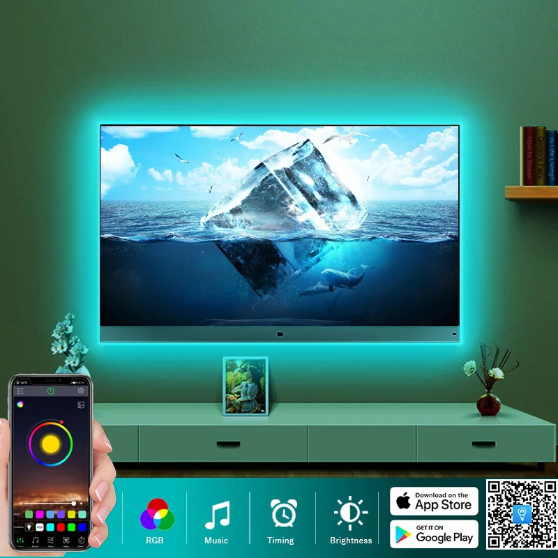 DAYBETTER RGB LED 스트립 조명, 블루투스 앱 제어, 5V USB LED 조명, 유연한 리본 테이프, TV 백라이트 룸 크리스마스 선물