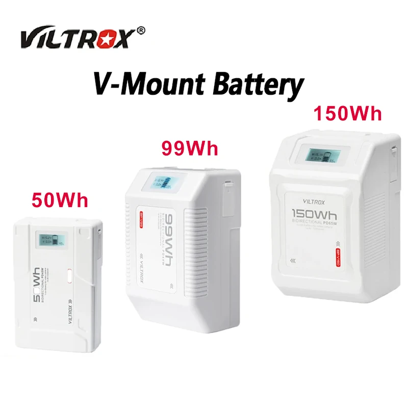 

VILTROX BP-V50 BP-V99 BP-V150 V Mount Battery V-Lock Lithium Battery Pack Auxiliary Battery Capacity for Cameras Phones