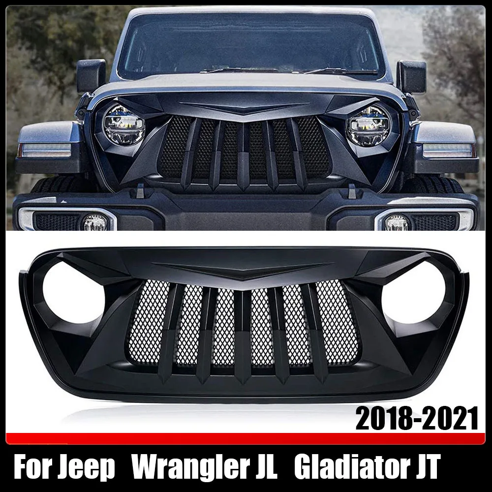 

Car Modified Raptor Grills Front Racing Grills Front Grill Mesh Bumper Grilles Cover For Jeep Wrangler JL Gladiator JT 2018-2021