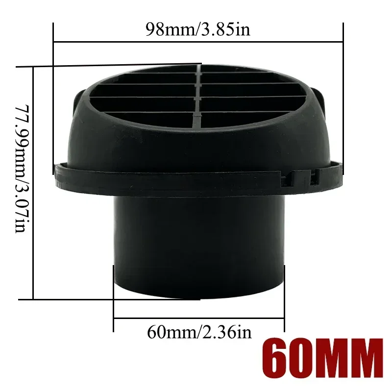Car Heater Accessories 2X 42mm/60mm/75mm/90mm Warm Heater Parking Heater Air Vent Car Ducting Duct Air Outlet Black For Webasto Truck Auto Parts