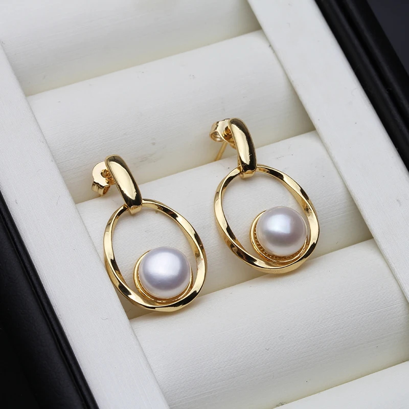 Boucles D'oreilles Pendantes - Petites Perles De Culture Naturelles Irrégulières - Argent - Neuf Sans Emballage