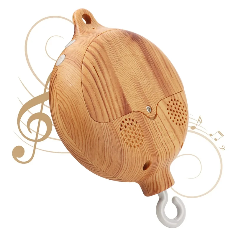 

Baby Crib Bed Bell Musical Box Holder Mobile Hanging Toys 360° Rotary Toy Wood Grain Music Box Rattles Toys for Baby 0 12 Months