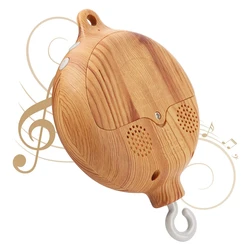 Baby Crib Bed Bell Musical Box Holder Mobile Hanging Toys 360° Rotary Toy Wood Grain Music Box Rattles Toys for Baby 0 12 Months