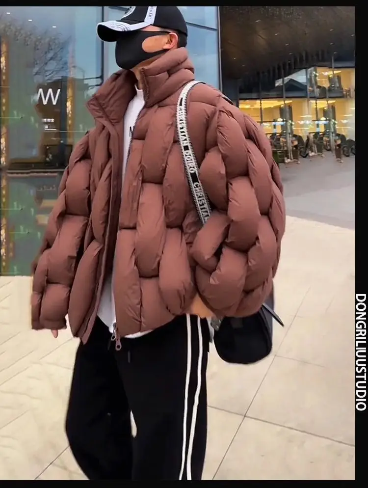 Winter Parkas Men Puffer Jacket Streetwear Warm Thick Zipper Windproof Outerwear Long Sleeve Couple's Bread Jacket Coat Parka