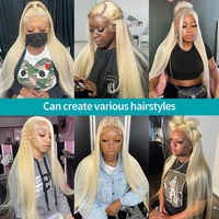 Perruque Lace Front HD 13x6 Blonde 613 Lisse en Cheveux Humains Brésiliens, Perruques Frontales Transparentes 13x4 pour Femmes Noires Pré-Pluckées 5