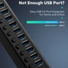 RSHTECH 100W Powered USB 3.0 Hub 16 Port Expander 5Gbps USB Splitter with Switches Power Adapter for Laptop Accessories MacBook 3